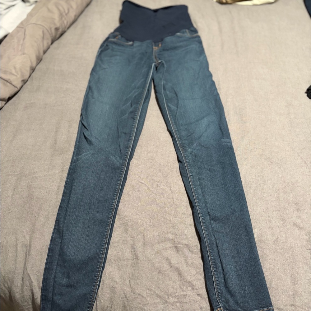 A pea in the pod Maternity Skinny Jeans with Navy Overband